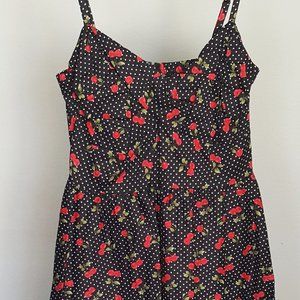 STOP STARING Dress Sz 14 Cherries & Polka Dots  Spaghetti Straps PIN UP GIRL